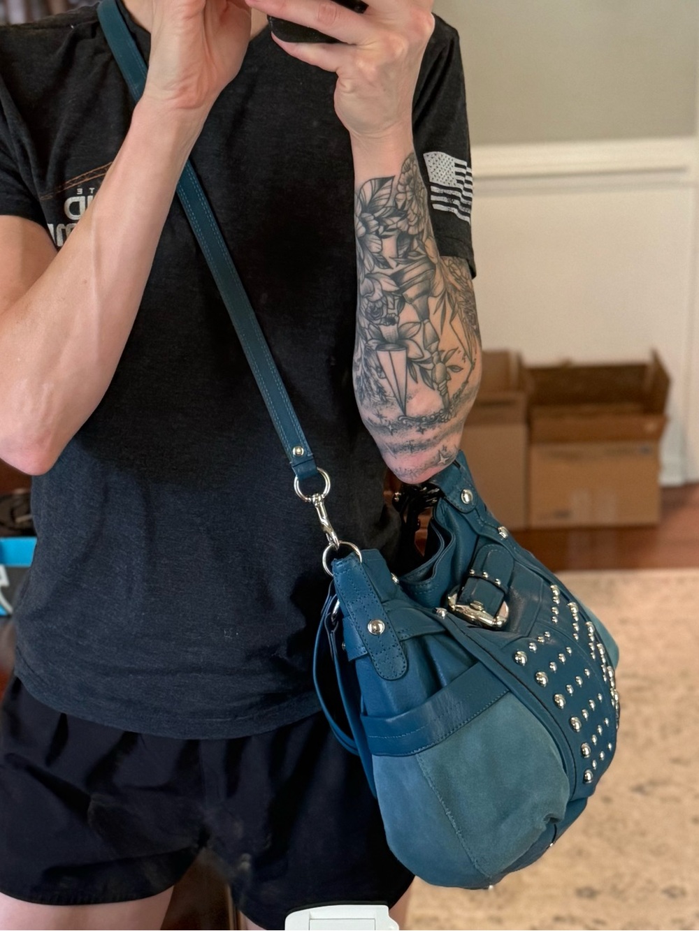 🖤 B. Makowsky Y2K Studded Leather & Suede Shoulder Bag + Matching Wallet 🤘🏻 - Picture 15 of 15